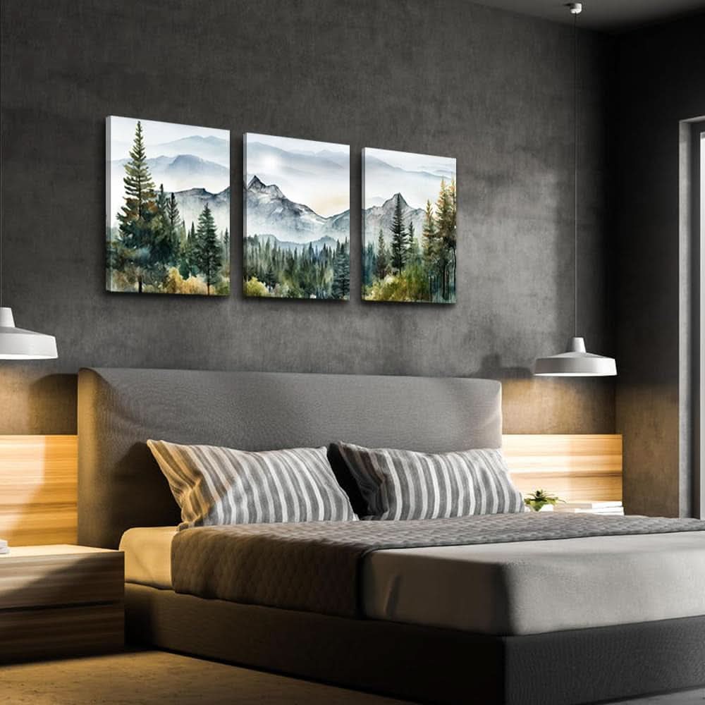Forest Mountain Abstract Landscape Wall Art Set of 3 , 12x16 in – image 6