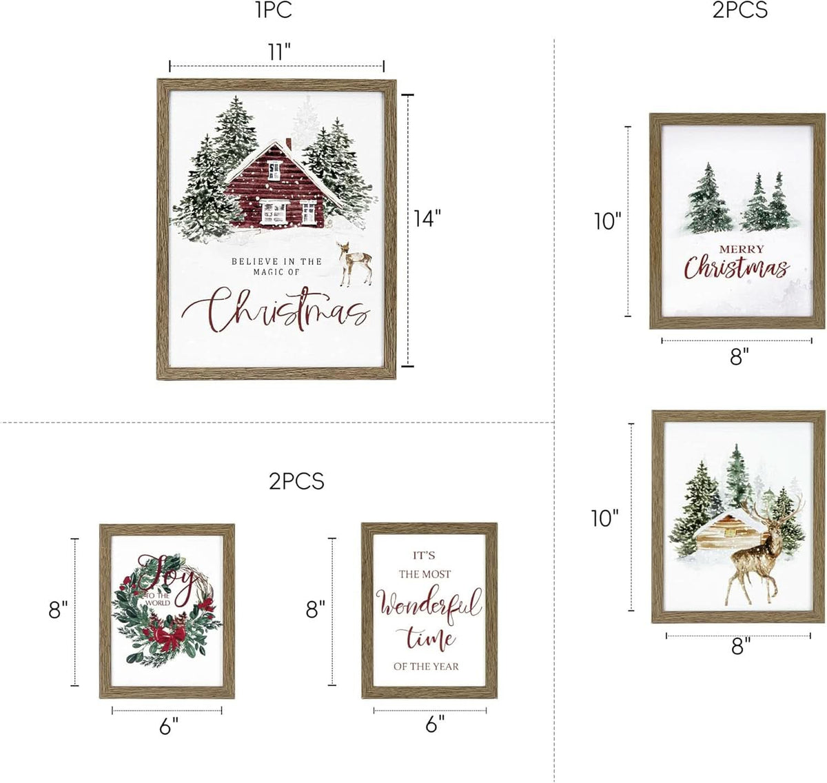 Forest Christmas Holiday Landscape Wall Art Set of 5 Framed – image 4