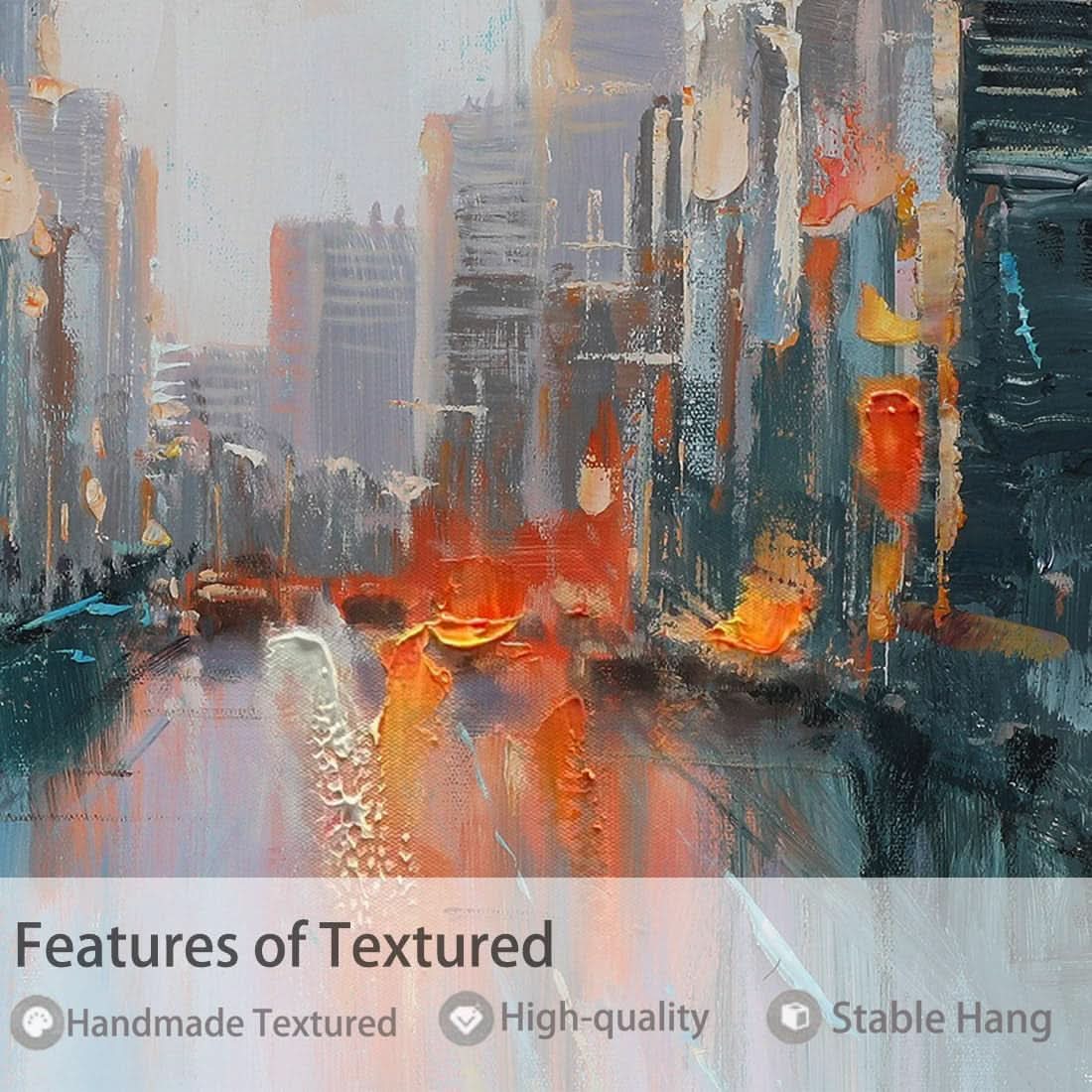 Textured Cityscape Wall Art 40x20 Hand-Painted for Living Room – image 4