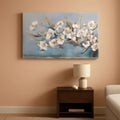 Textured Floral Wall Art 40x20 Hand-Painted White for Living Room – main view