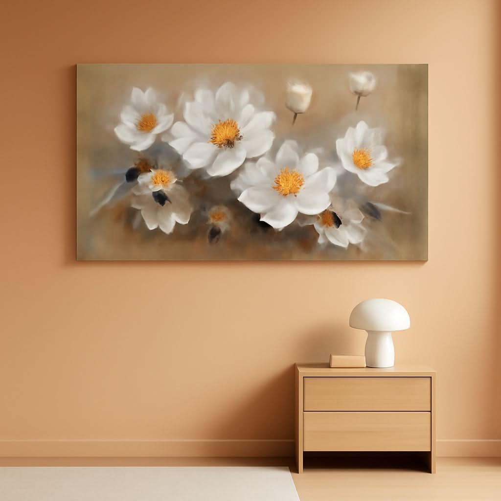 Floral Wall Art 40x20 Hand-Painted Canvas for Living Room – main view