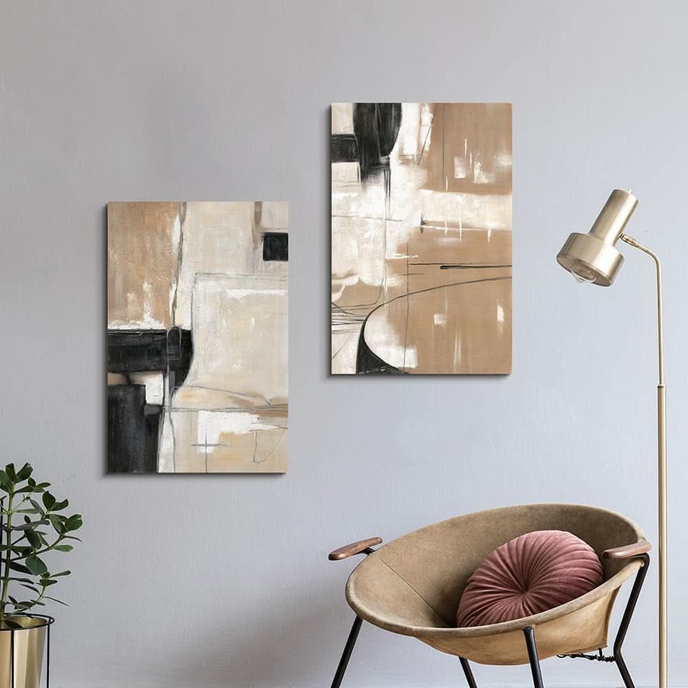 Abstract Wall Art Black Brown Canvas for Living Room – image 3
