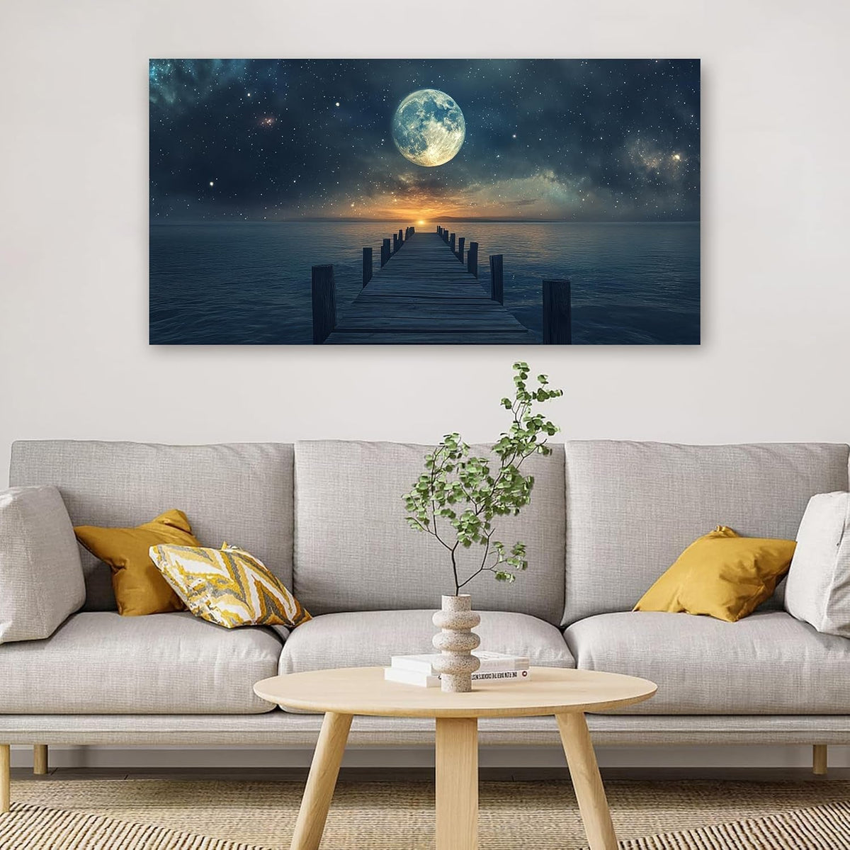 Seascape Coastal Wall Art 20x40 Blue Canvas for Living Room – image 3