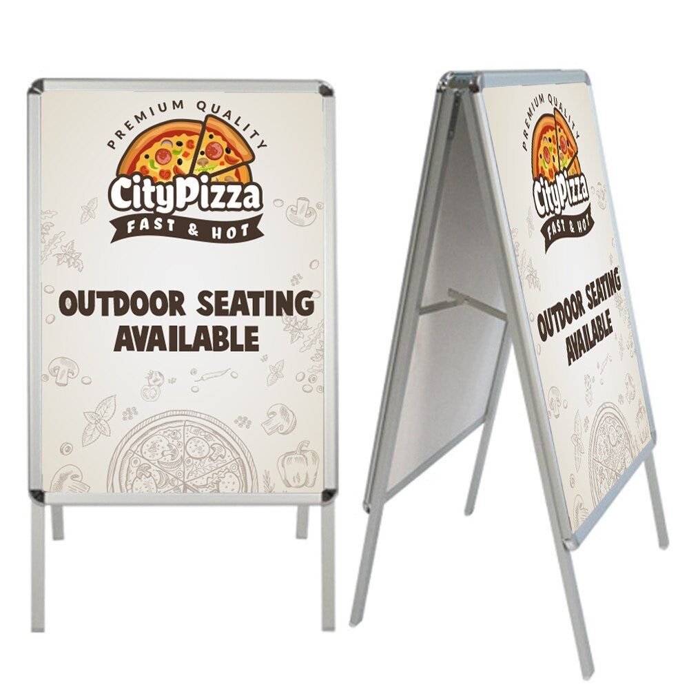 Double-sided aluminum snap frame A-frame sidewalk sign