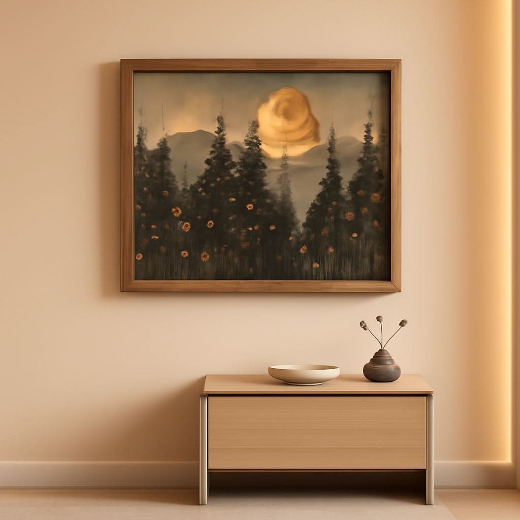 Moonlit Forestscape Landscape Wall Art 8x10 Framed Canvas – main view