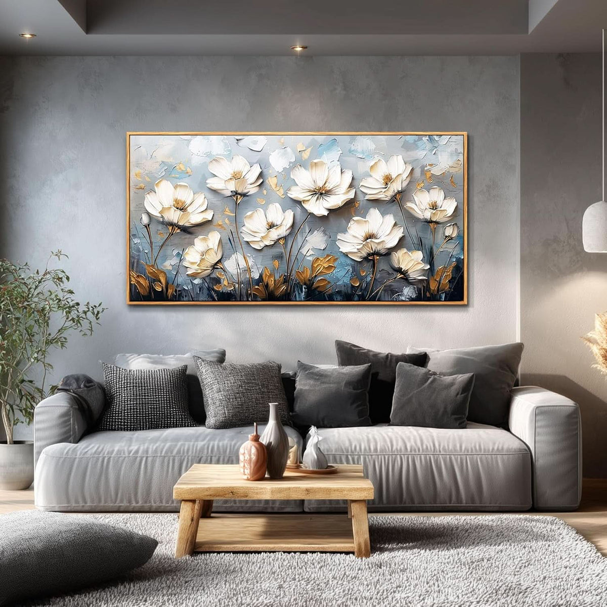 Floral Wall Art 20x40 Framed Canvas for Living Room – image 3