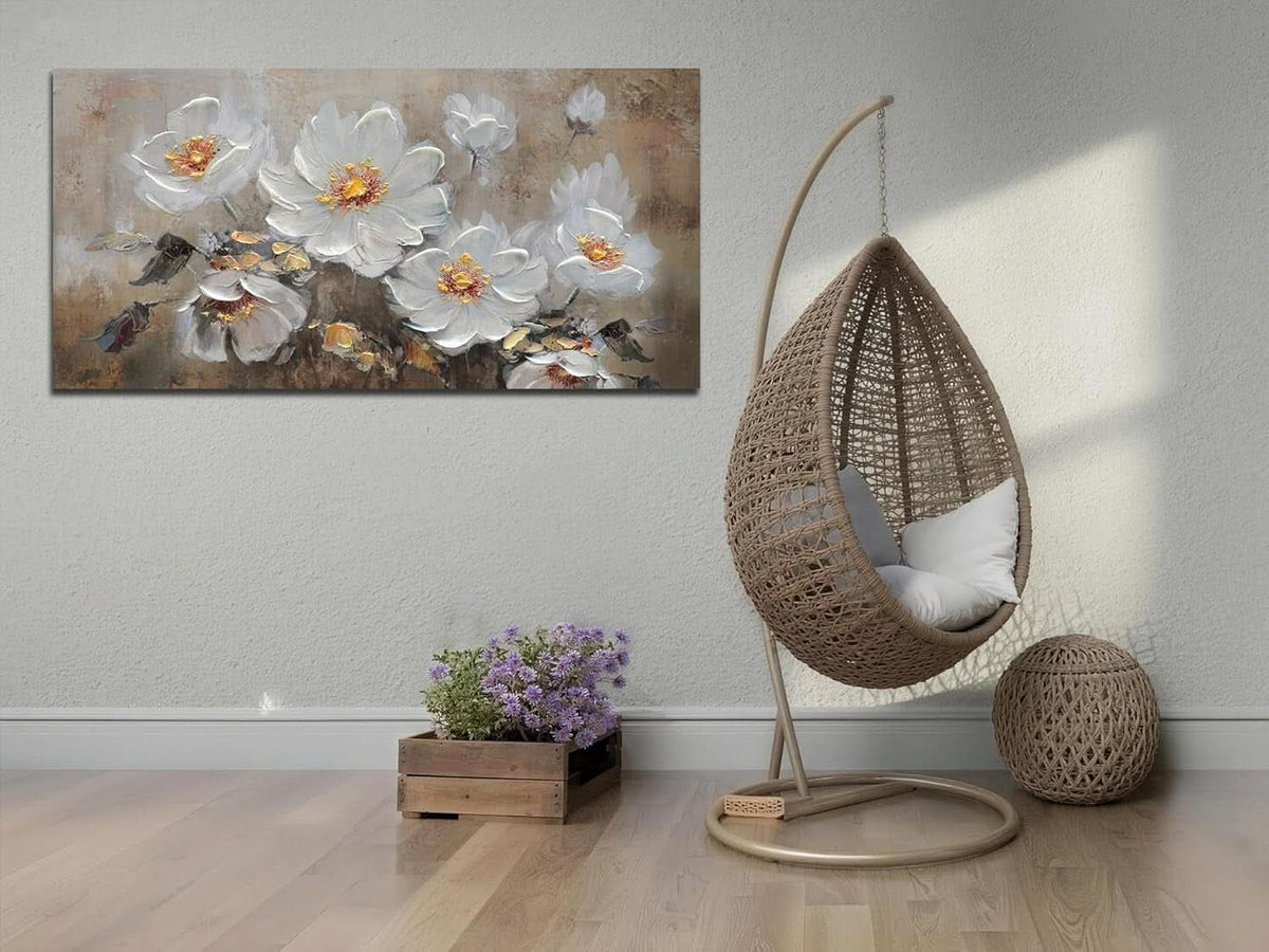 Floral Wall Art 40x20 Hand-Painted Canvas for Living Room – image 5