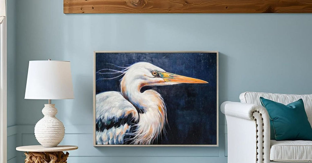 Blue Heron Textured Wall Art Hand-Painted Framed Canvas – image 4
