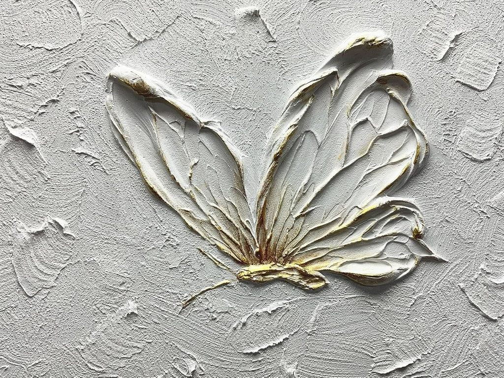 Textured Floral Wall Art 30x45 Hand-Painted White for Living Room – image 6