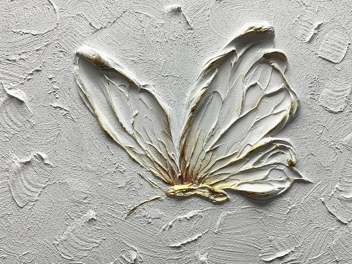 Textured Floral Wall Art 30x45 Hand-Painted White for Living Room – image 6