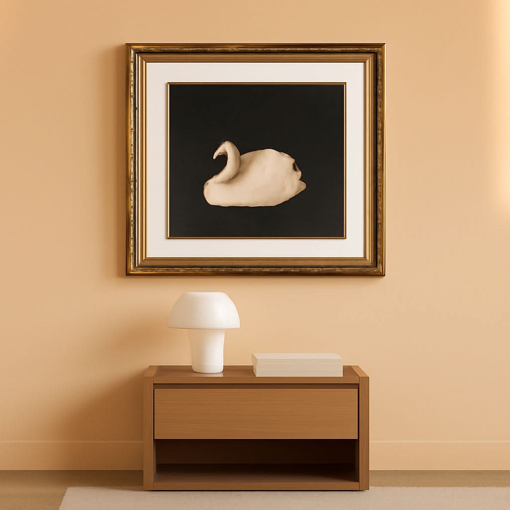Swan Golden Wall Art 16x13 Framed Canvas for Living Room – main view