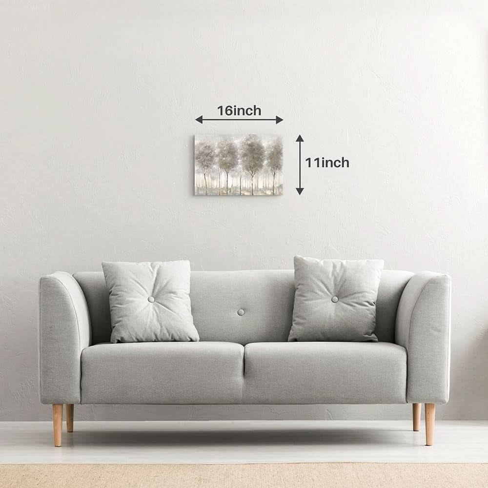 Forest Tree Black and White Landscape Wall Art Hand-Painted Canvas – image 2