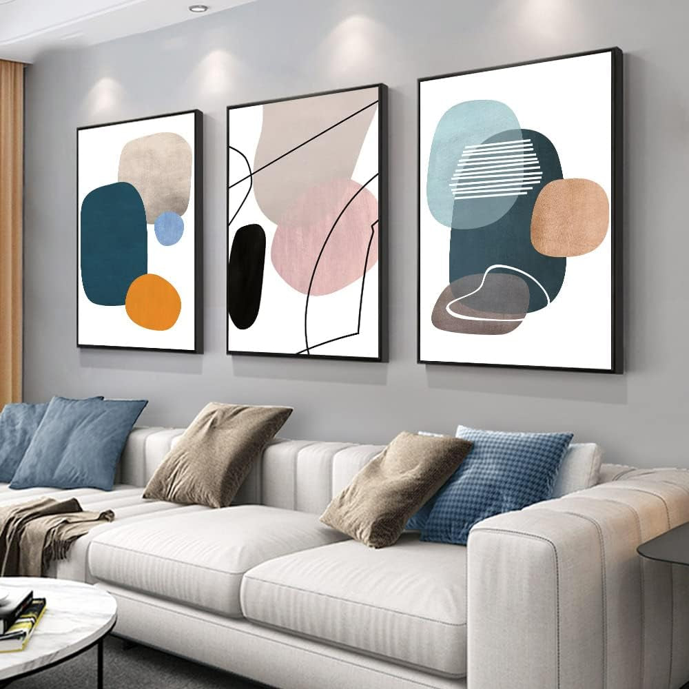 Blocks Modern Wall Art Set of 3 Canvas, 16x24 in for Living Room – image 2