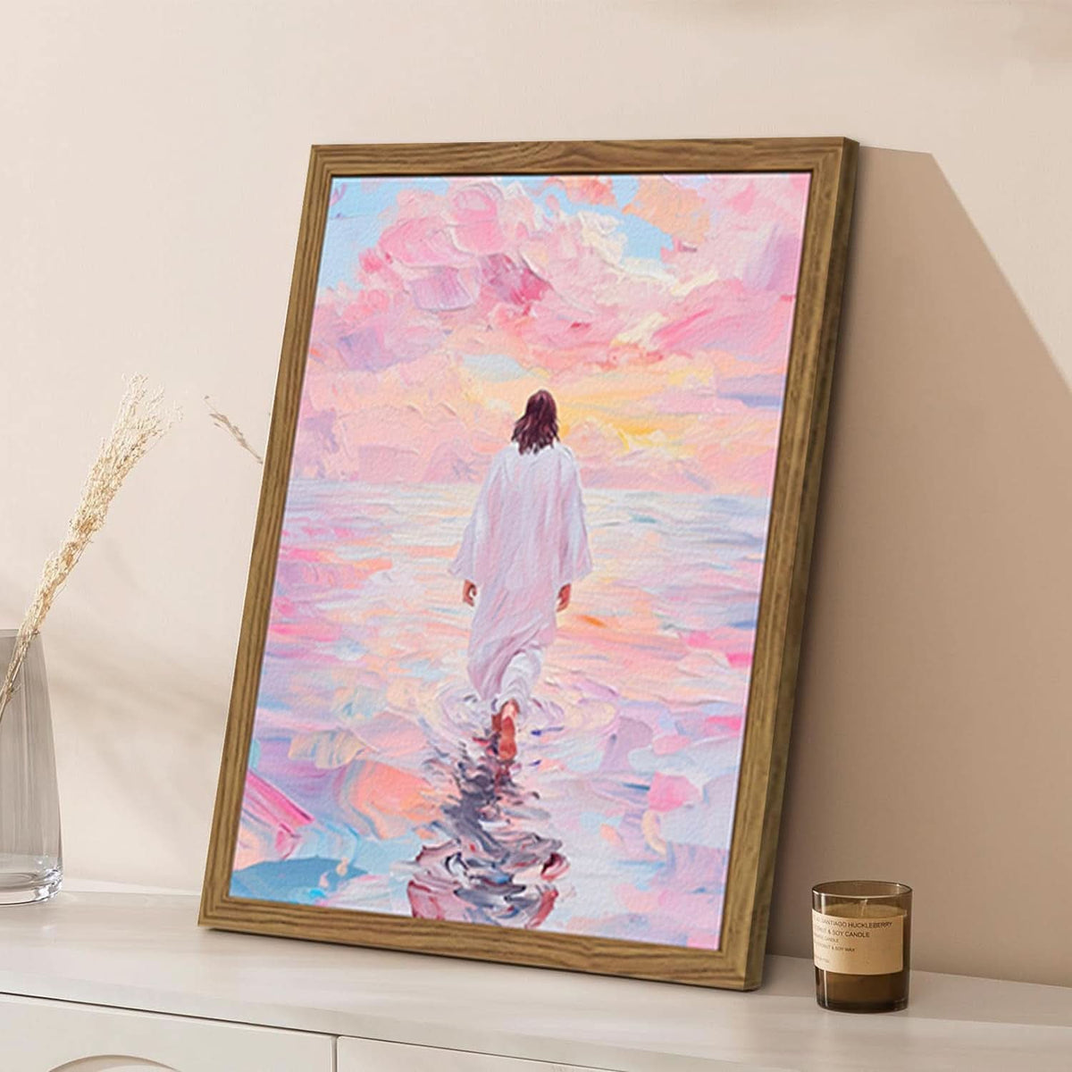 Jesus Walking on Water Christian Wall Art 12x16 Pink – image 5