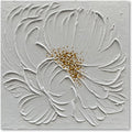 Surface Textured Floral Wall Art 24x24 Hand-Painted White Ivory – main view