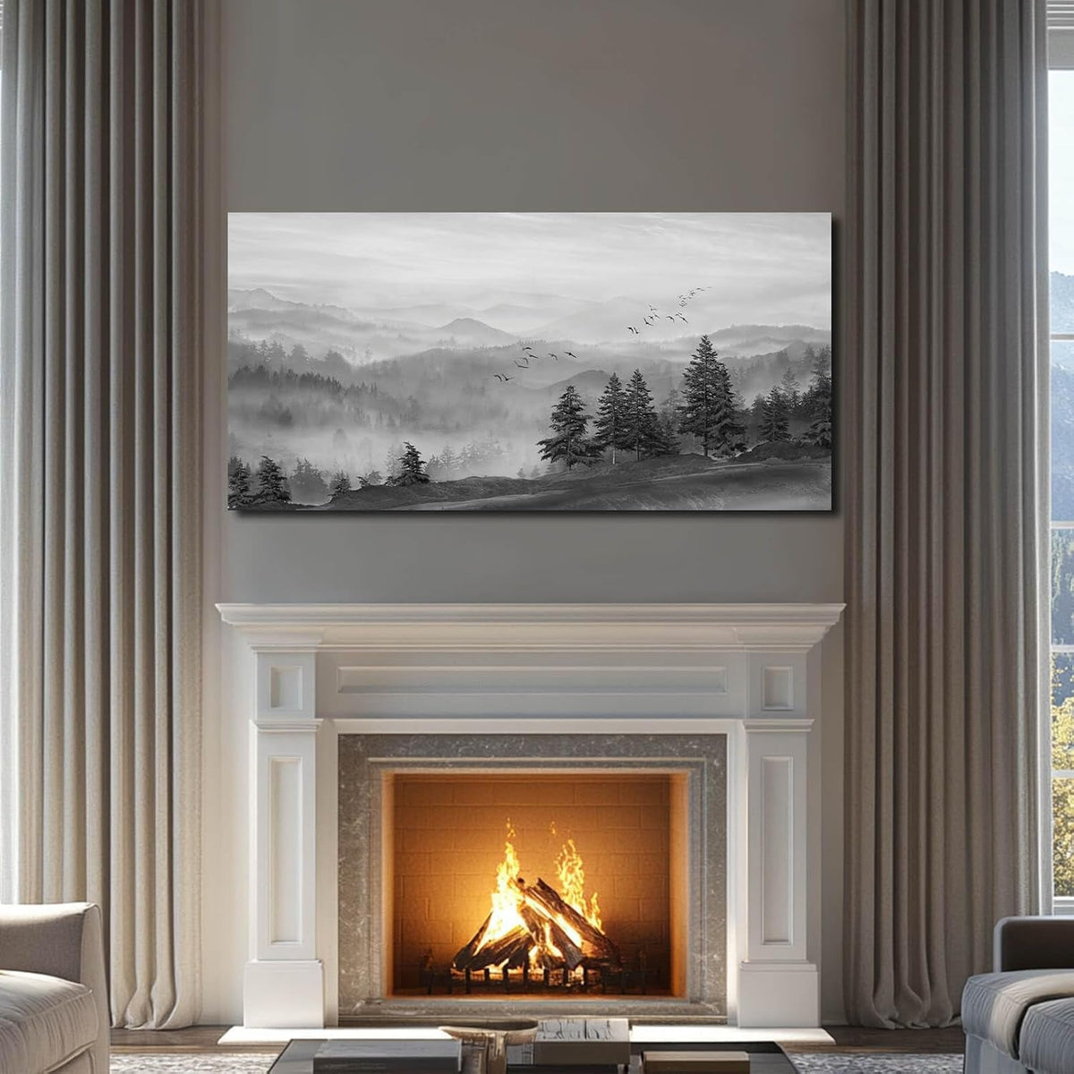 Mountain Graystone Landscape Wall Art 24x48 Canvas – image 5