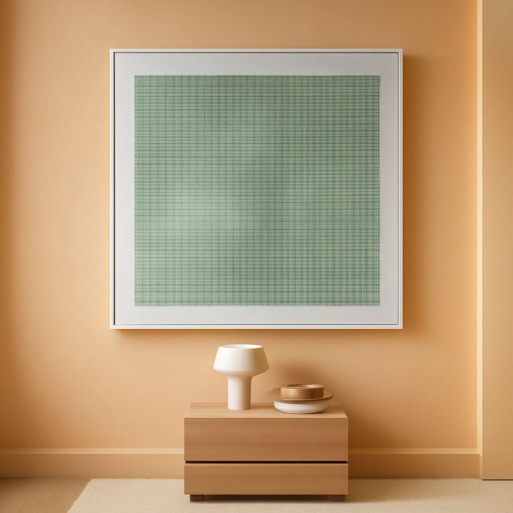 Finish Textured Abstract Wall Art 24x48 Hand-Painted White Green – main view