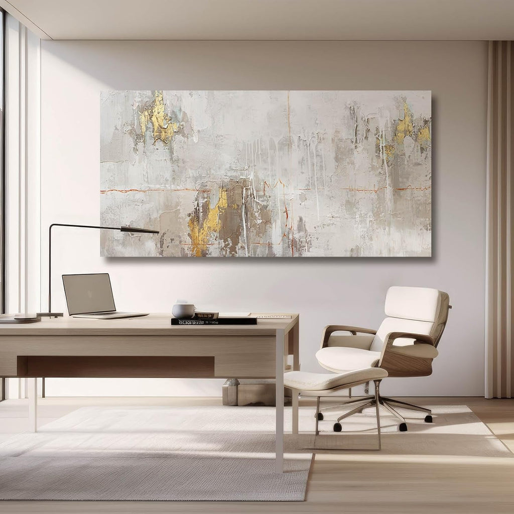 Textured Abstract Wall Art 24x48 White Canvas for Living Room – image 4