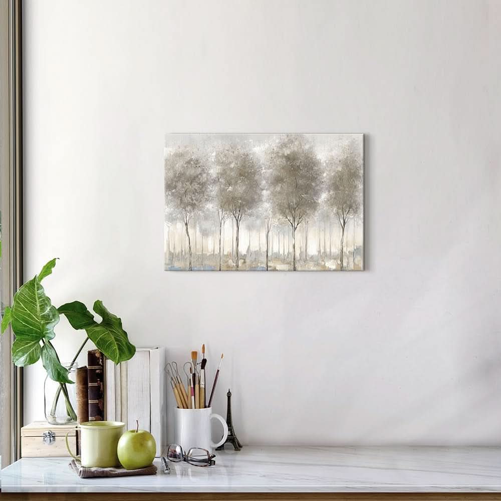 Forest Tree Black and White Landscape Wall Art Hand-Painted Canvas – image 6