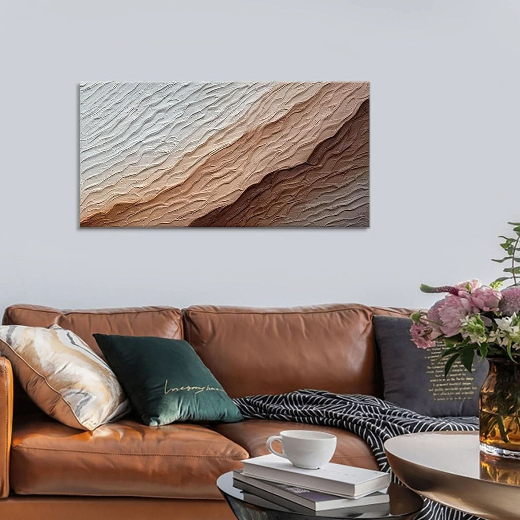 Wave Textured Coastal Wall Art 24x48 Hand-Painted for Living Room – image 5