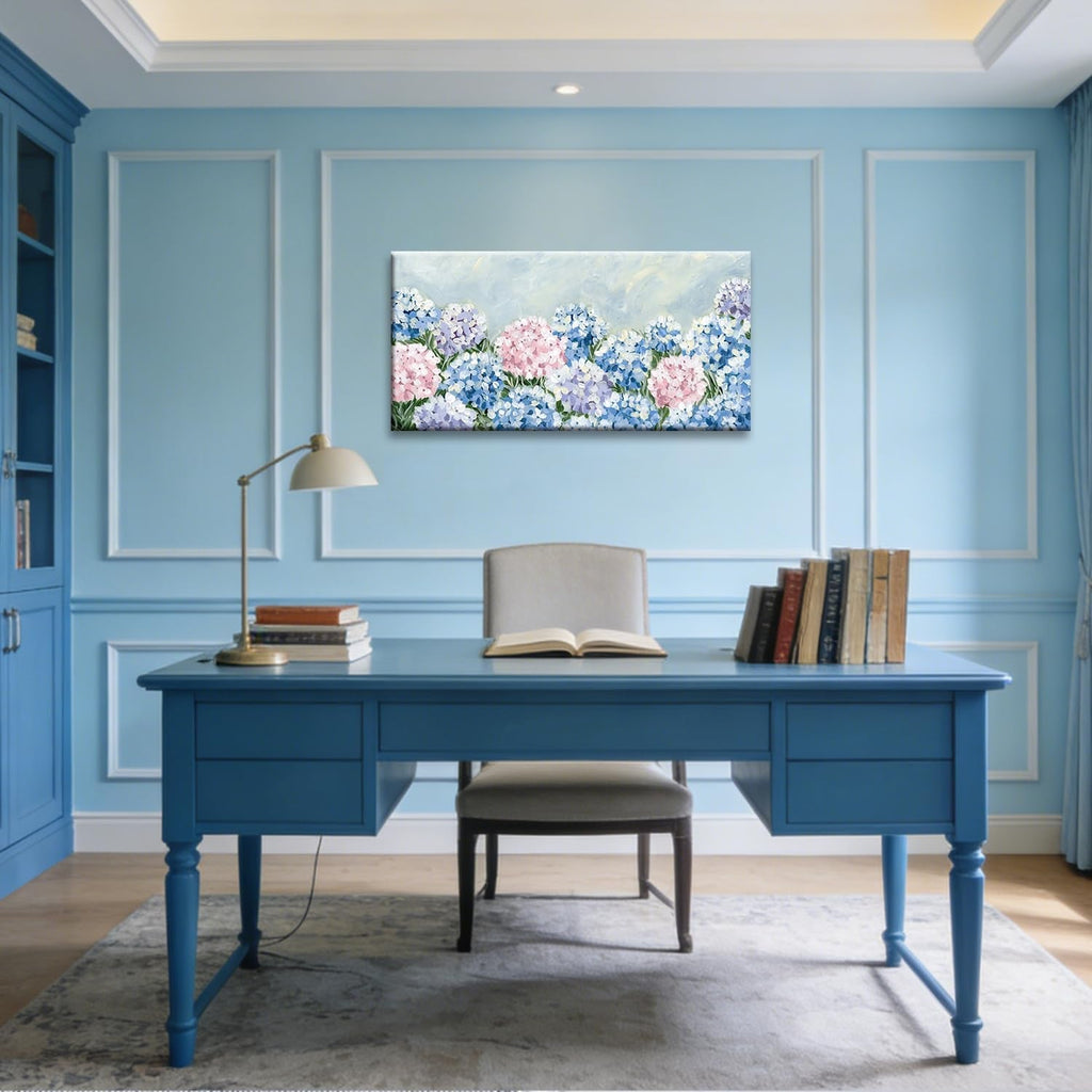 Hydrangea Floral Wall Art 20x40 Blue Pink Canvas for Living Room – image 8