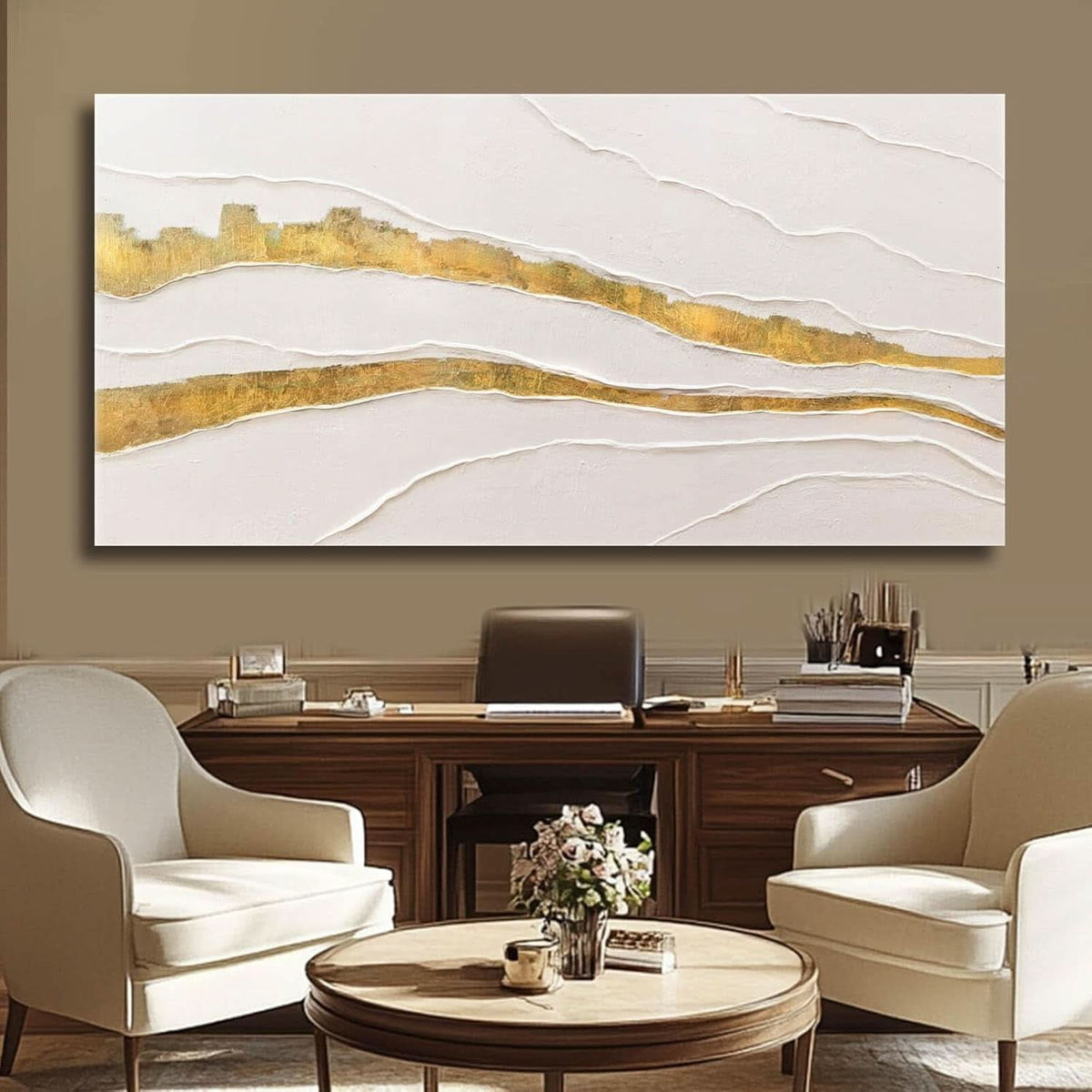 Goldfoil Luxuriously Gold Wall Art 29x58 Hand-Painted Canvas – image 4