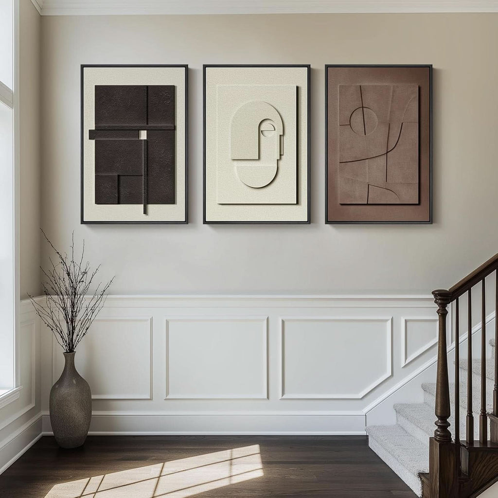 Textured Abstract Wall Art Set of 3 Framed, 24x36 in – image 6