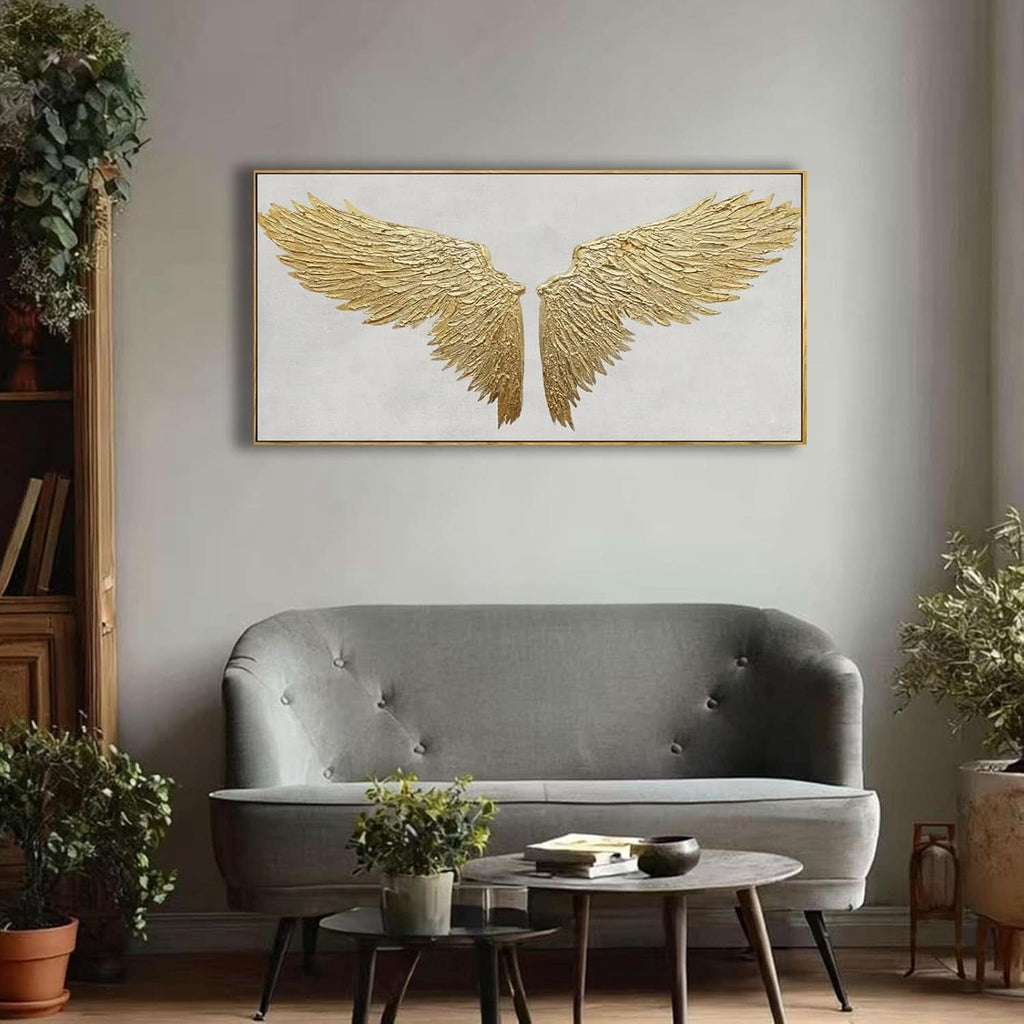 Wallpaper Abstract Wall Art 20x40 Hand-Painted Framed White Gold – image 7