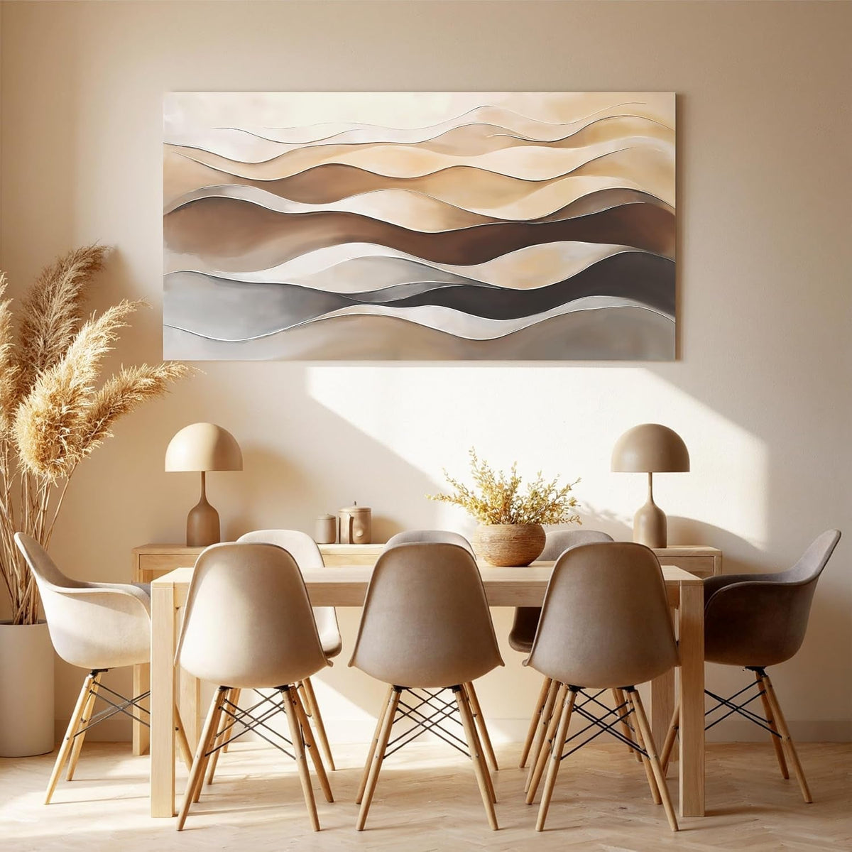 Abstract Wall Art 20x40 White Brown Canvas for Living Room – image 3