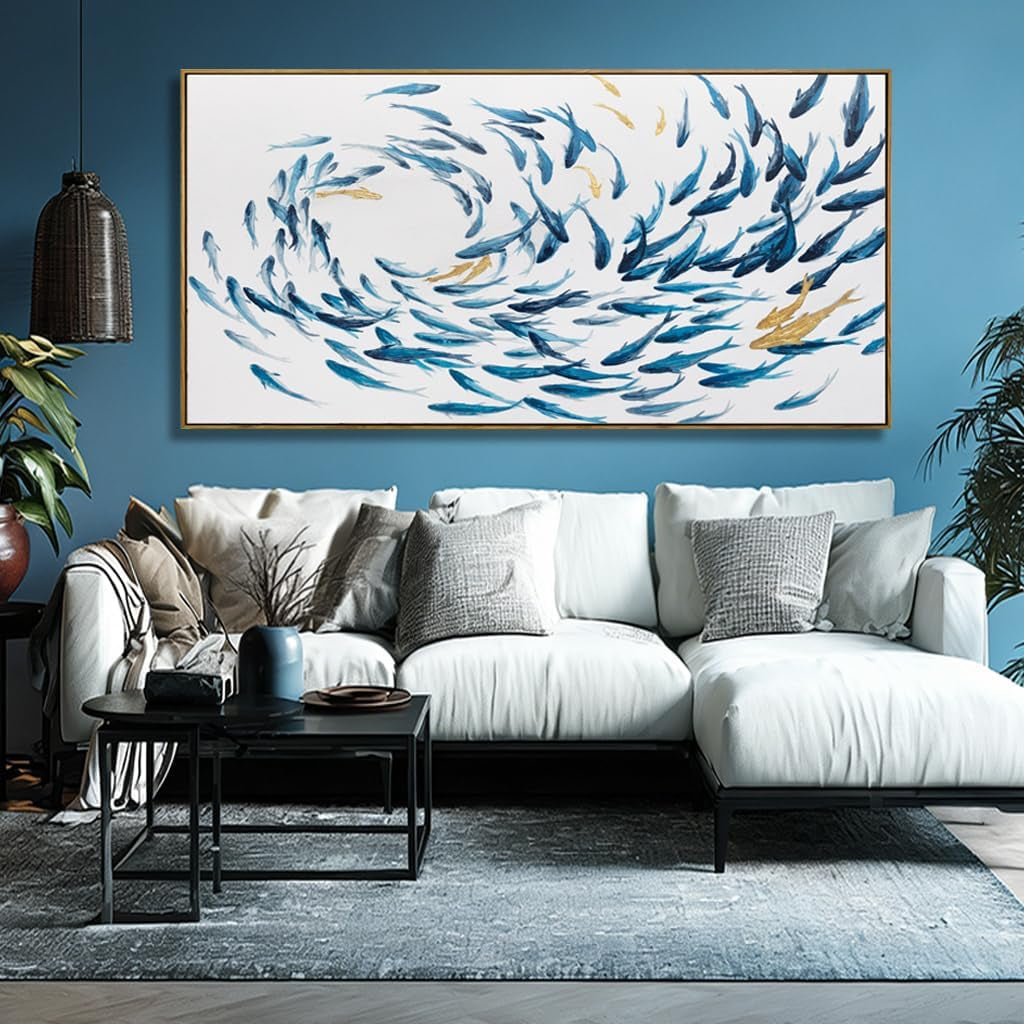 Ocean Coastal Wall Art 29x58 Blue Canvas for Living Room – image 6