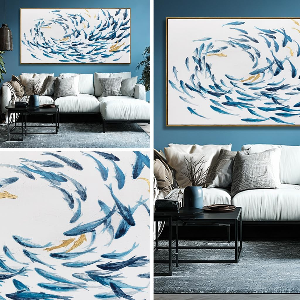 Ocean Coastal Wall Art 29x58 Blue Canvas for Living Room – image 8