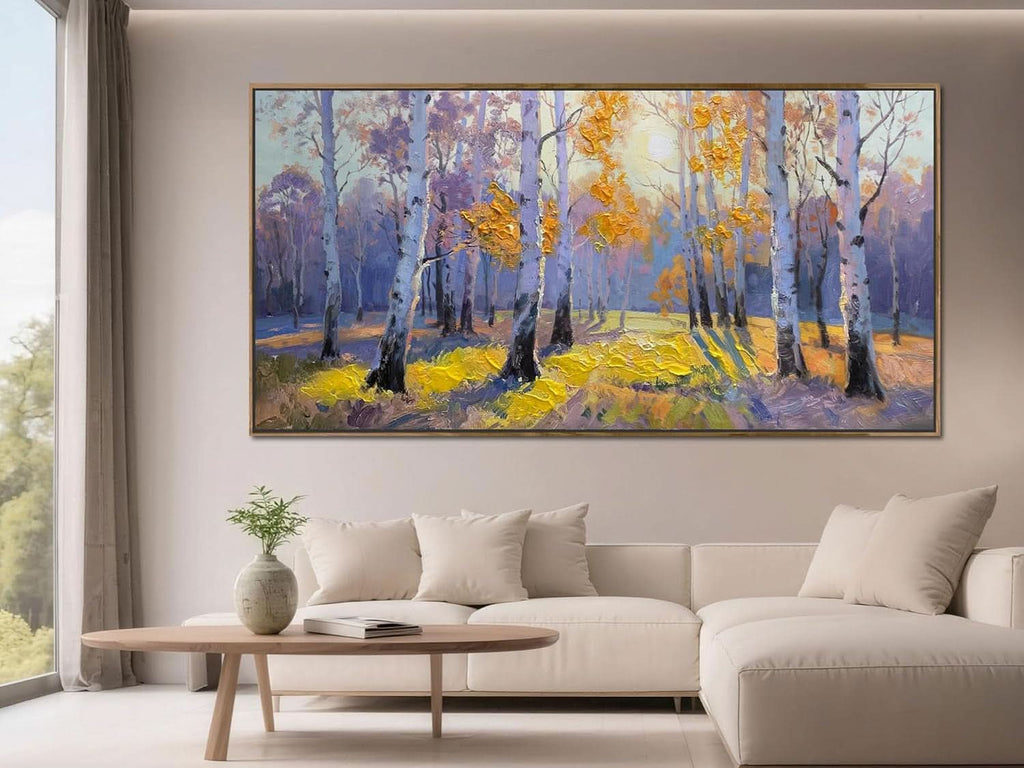 Forest Birch Landscape Wall Art 58x29 Framed Canvas – image 4