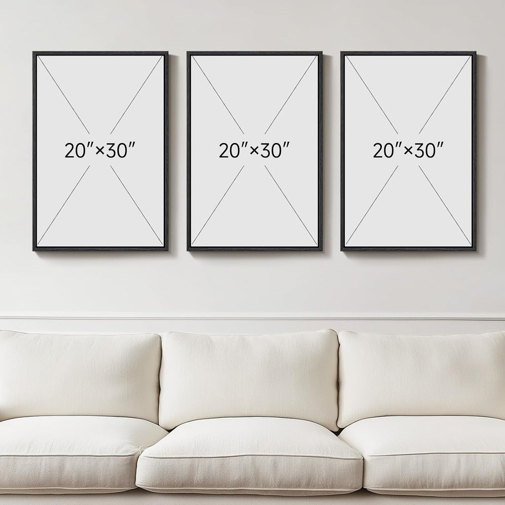 Modern Wall Art Set of 3 Blue Grey Canvas, 20x30 in – image 3