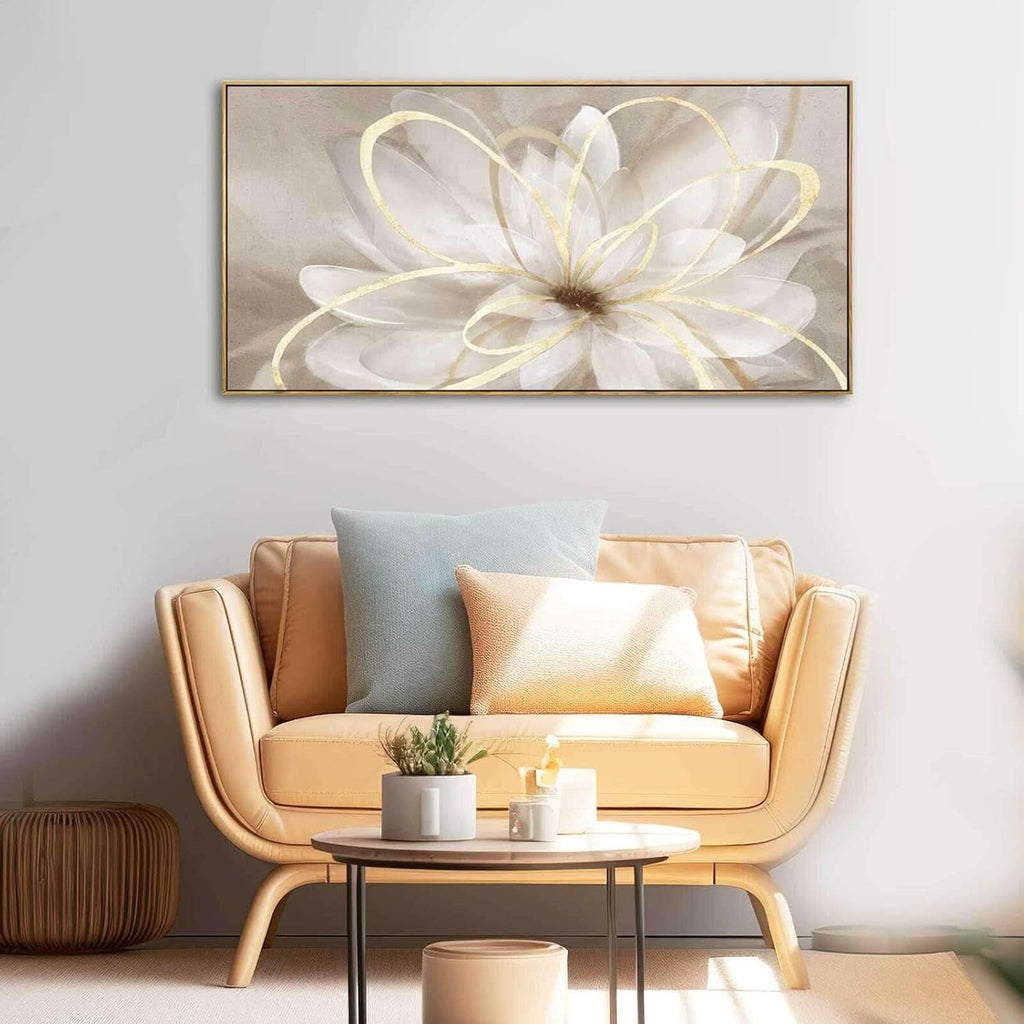 Metallic Abstract Wall Art 20x40 Framed Gold Canvas – image 7