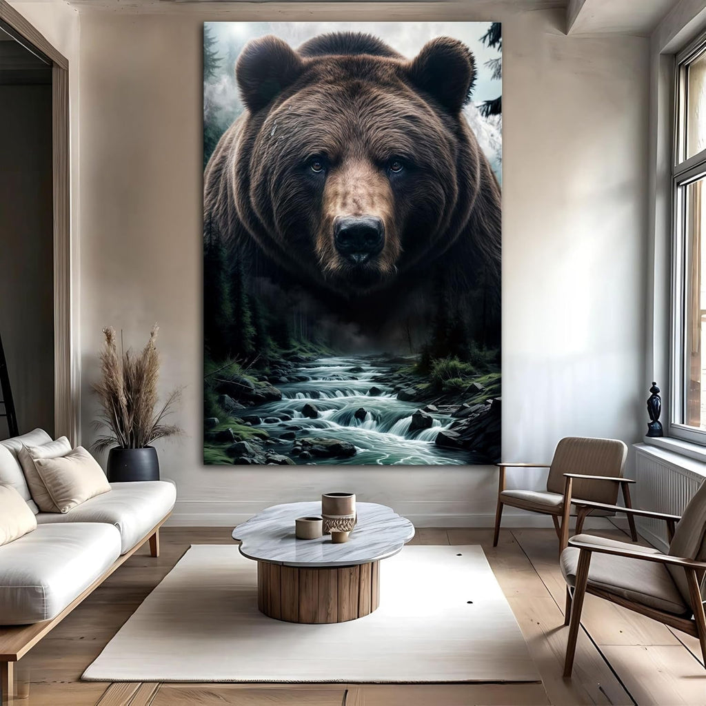 Grizzly Bear Wall Art 24x36 Brown Canvas for Living Room – image 2