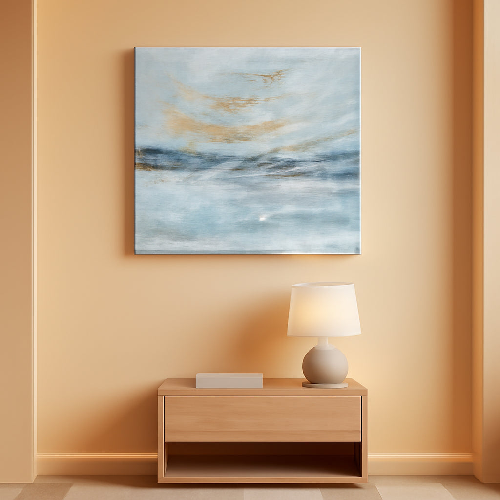 Oceanic Panorama Coastal Wall Art 48x24 Light Blue Canvas – main view