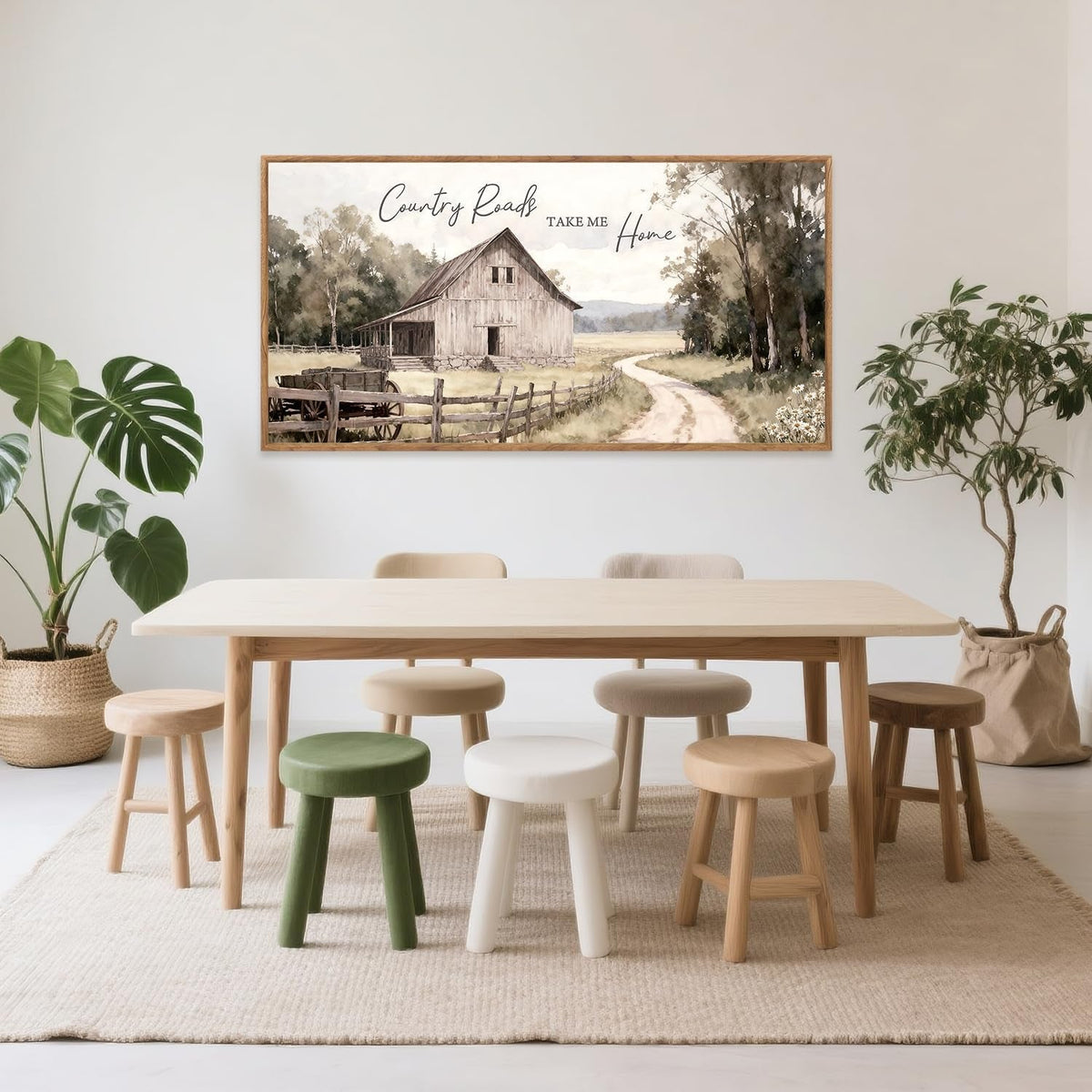 Neutral-Toned Countryside Landscape Wall Art 40x20 Neutral Canvas – image 4