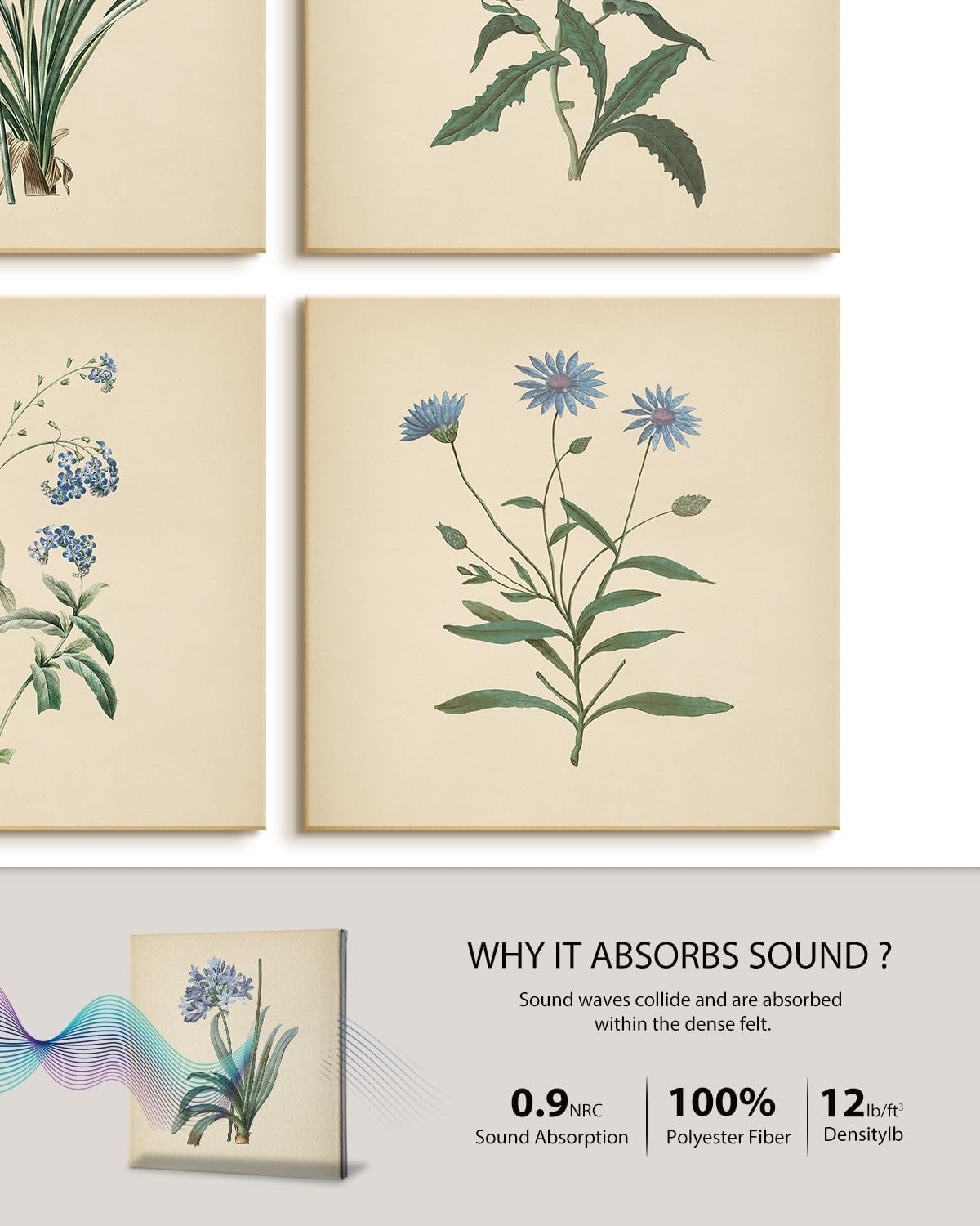 Acoustic Botanical Wall Art 72x48 for Living Room – image 3
