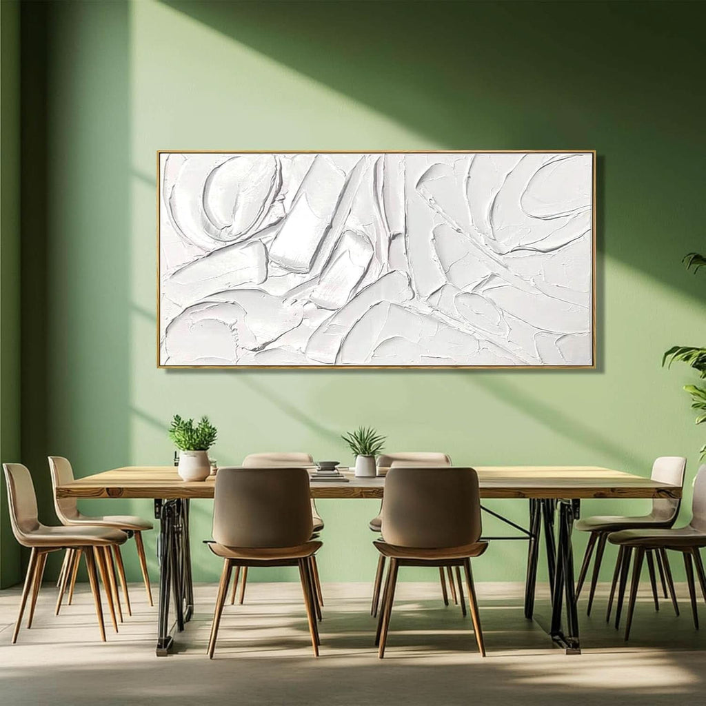 Abstract Wall Art 24x48 Hand-Painted Framed White Canvas – image 6
