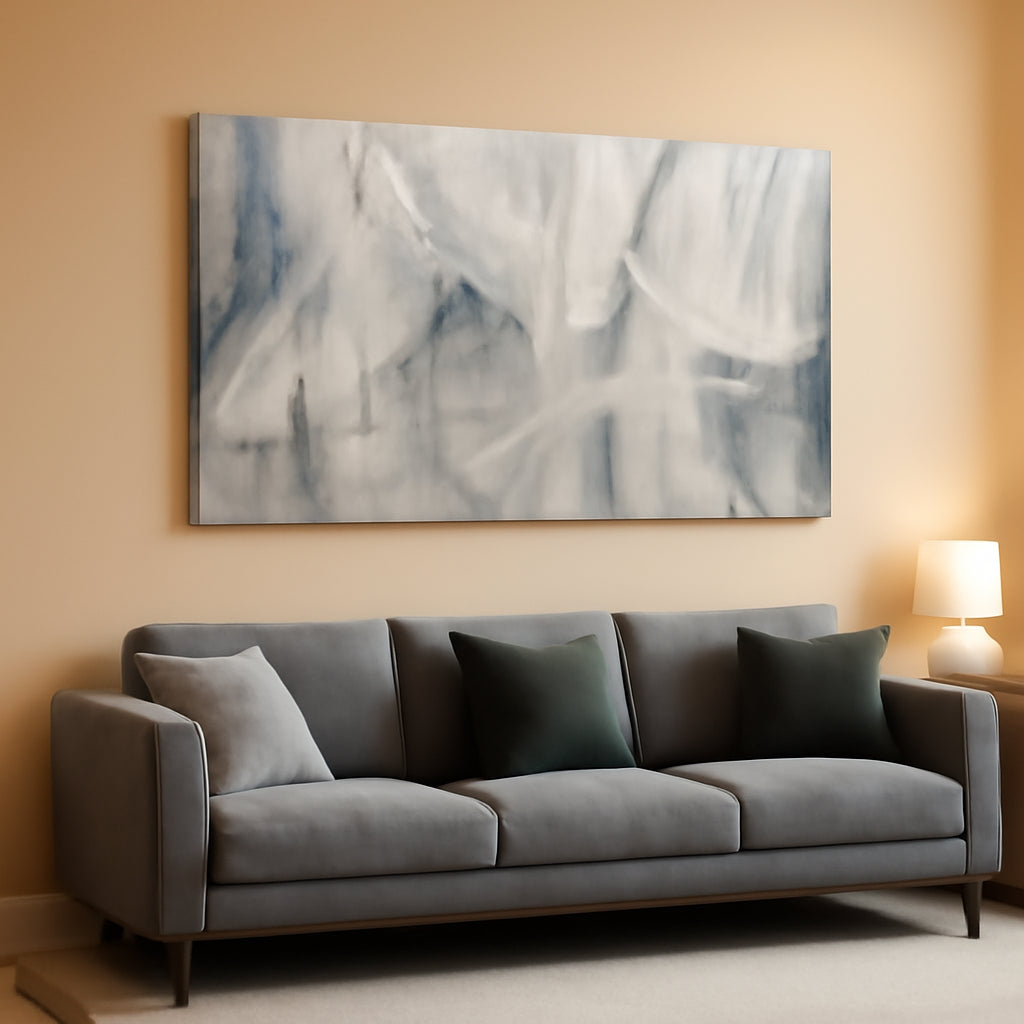 Expression Abstract Wall Art 20x40 White Canvas for Living Room – main view