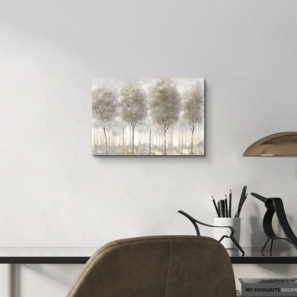 Forest Tree Black and White Landscape Wall Art Hand-Painted Canvas – image 4