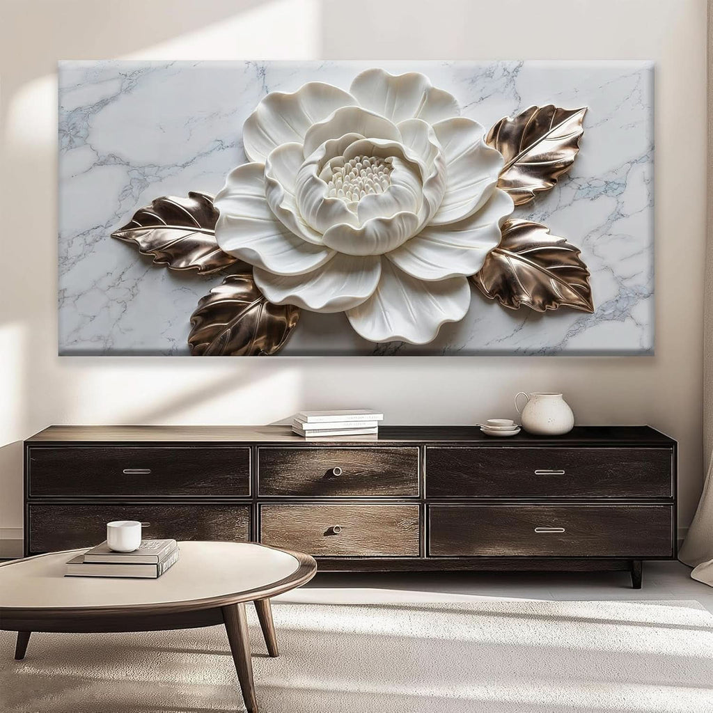 Sophi sticated Floral Wall Art 29x58 Hand-Painted White Canvas – image 6