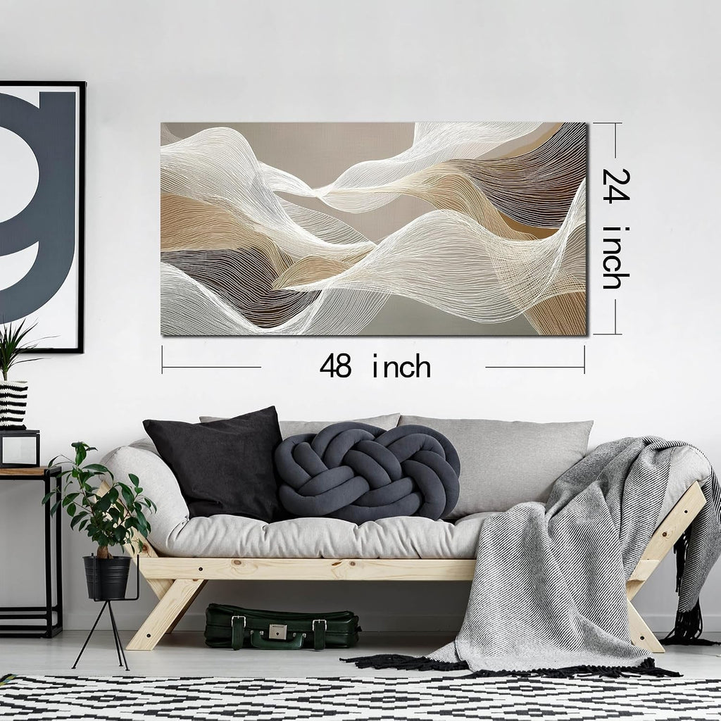 Abstract Wall Art 24x48 Beige Canvas for Living Room – image 6