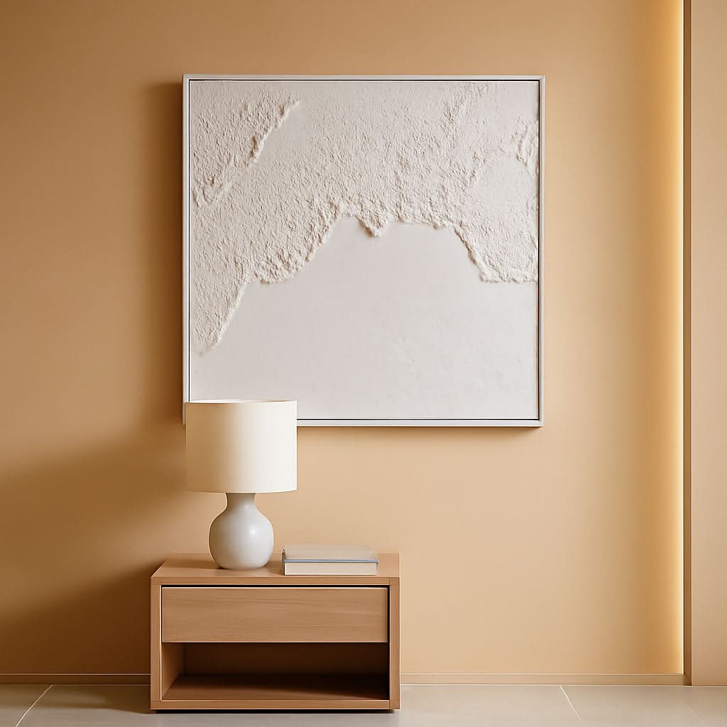 Oceanic Wave Textured Coastal Wall Art 48x24 Hand-Painted White – main view