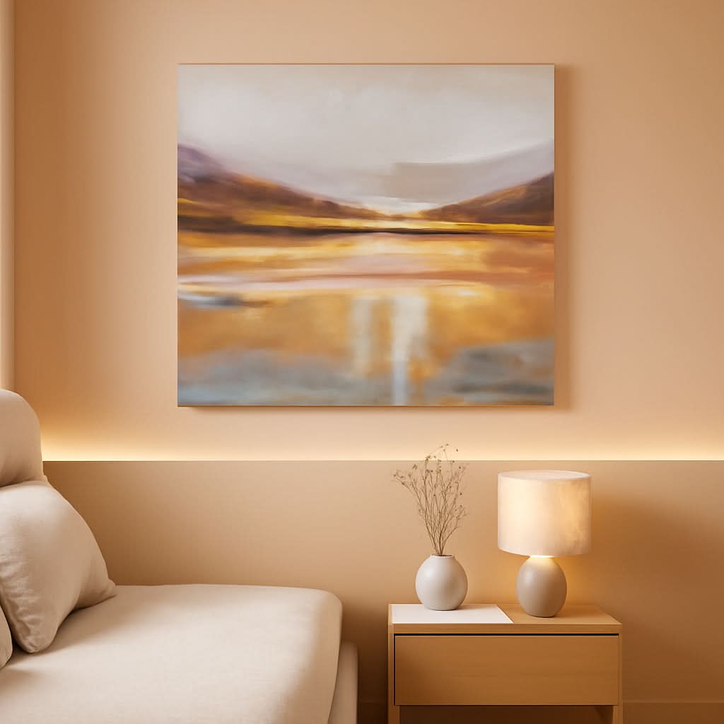 Warm Earth Abstract Wall Art 58x29 Canvas for Living Room – main view
