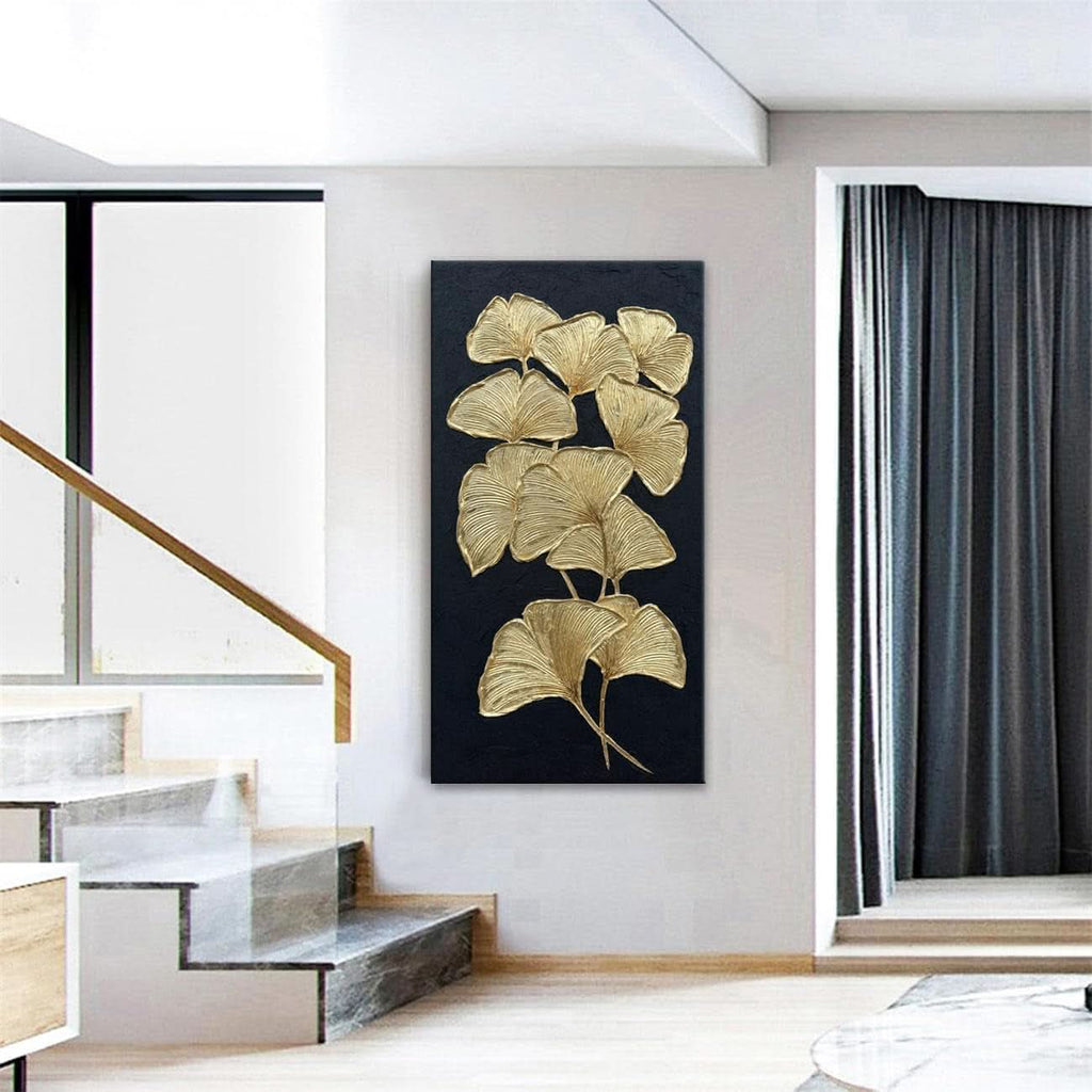Ginkgo Gold Wall Art Hand-Painted Canvas for Living Room – image 6