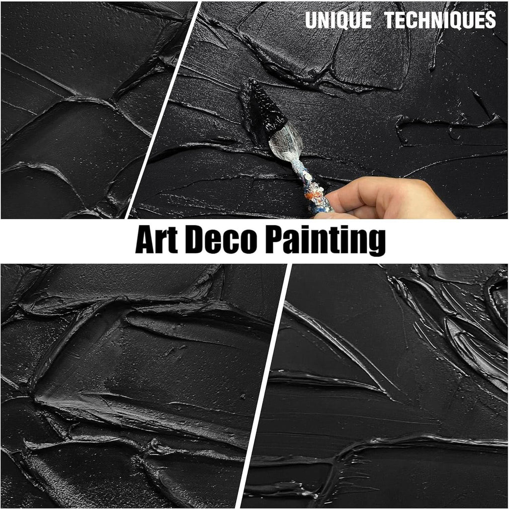 Textured Wall Art 40x20 Hand-Painted Black for Living Room – image 5