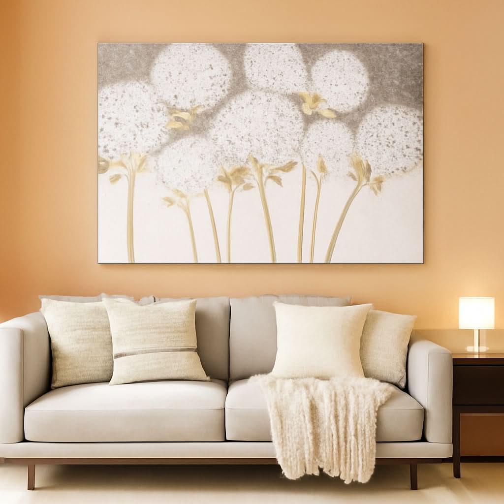Hydrangea Floral Wall Art 40x28 White Canvas for Living Room – main view