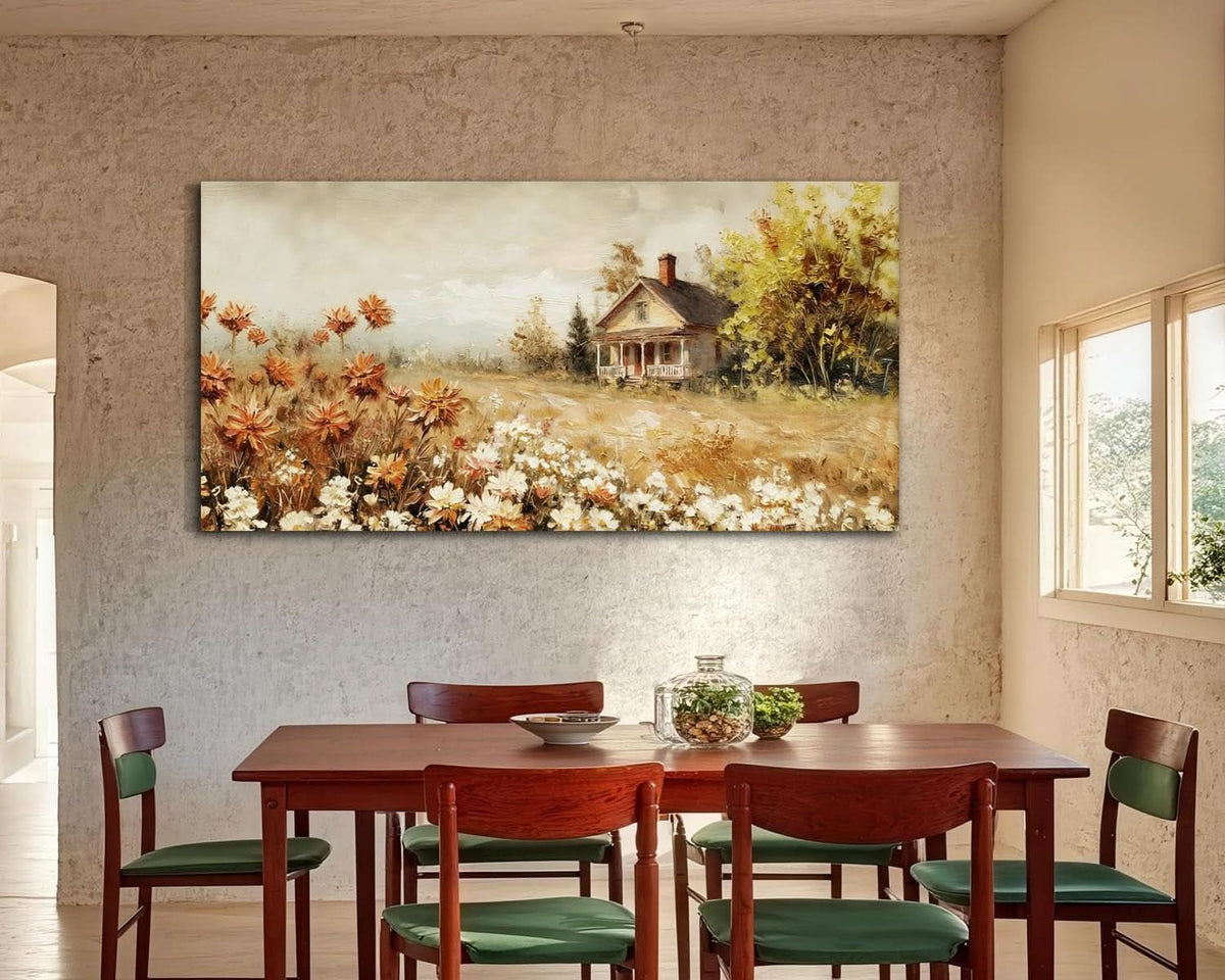 Rustic Farmhouse Landscape Wall Art 58x29 Hand-Painted Canvas – image 4