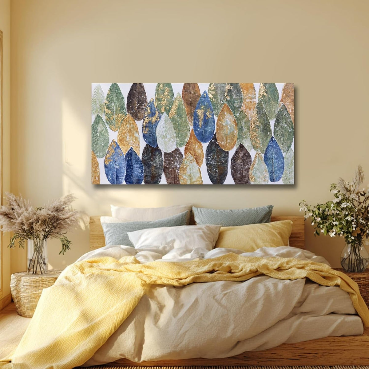 Leaf Botanical Wall Art 24x48 Colorful Canvas for Living Room – image 3